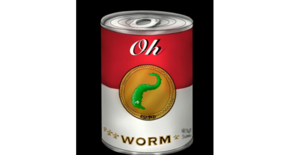 Art Print - a red and white soup can resembling Campbells with text 'Oh Worm.' from: PWCD - Private Right of Action